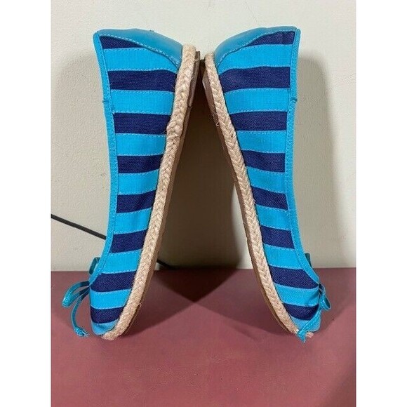 KATE SPADE NY Sz 5M Textile Pull-on Bow Front Loafers Navy/Green Nautical Preppy - Picture 8 of 12